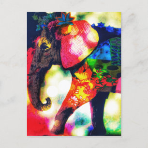 Modern African Elephant Pop Art Contemporary Holiday Postcard