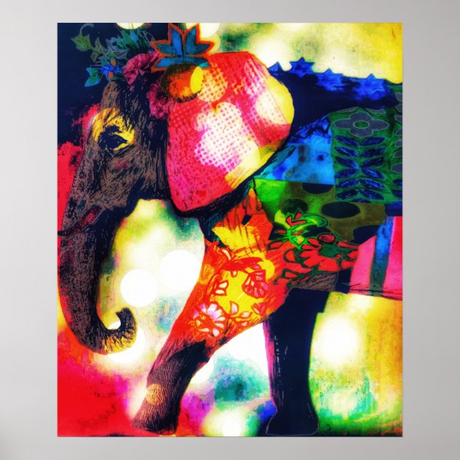 Modern African Elephant Pop Art Contemporary Poster (Front)