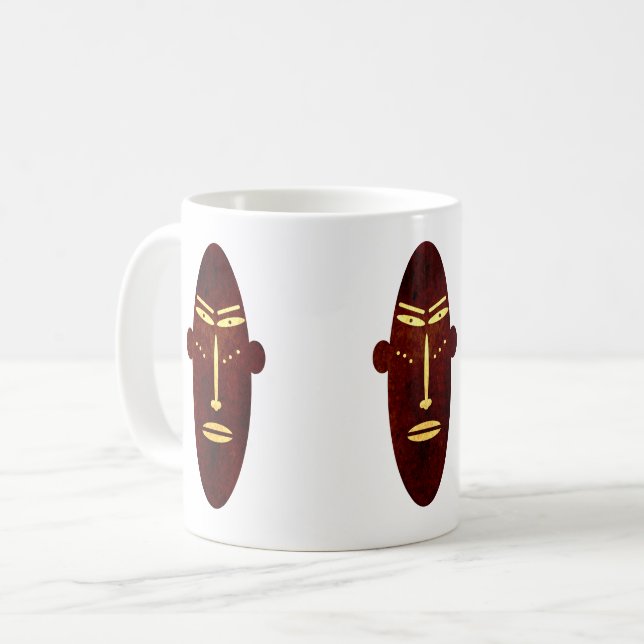 Modern African indigene abstract face art Coffee Mug (Front Left)