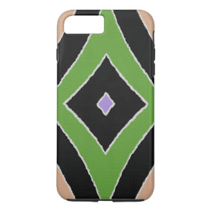 Modern African Print green purple black linen look Case-Mate iPhone Case