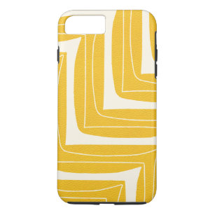 Modern African Tribal ZigZag Yellow Leather Look iPhone 8 Plus/7 Plus Case