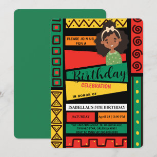 Modern afro African american girls Birthday party Invitation