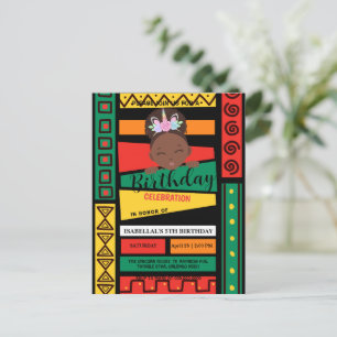 Modern afro African american girls Birthday party Postcard