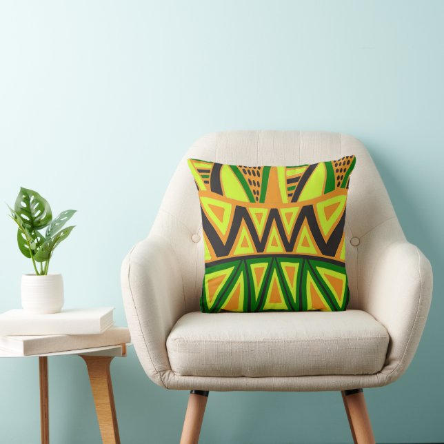 Modern Afro Geometric Throw Pillow (Chair)