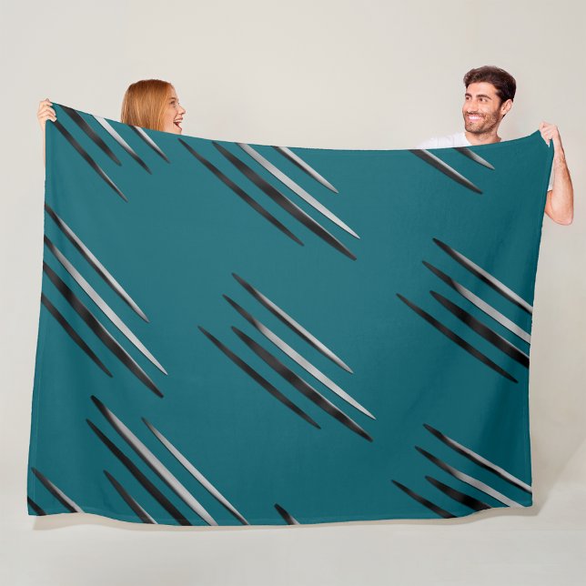 Modern Afrocentric  – Silver and Black Motif Line  Fleece Blanket (Creator Uploaded)