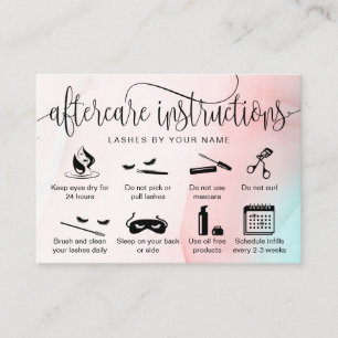 Modern aftercare card eyelash extensions icons