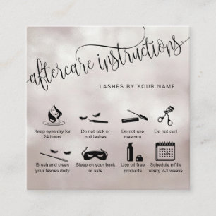 Modern aftercare card eyelash extensions icons