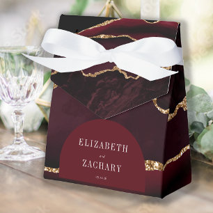 Modern Agate Geode Arch Burgundy Gold Favour Box