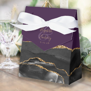 Modern Agate Geode Black Gold Purple Favour Box