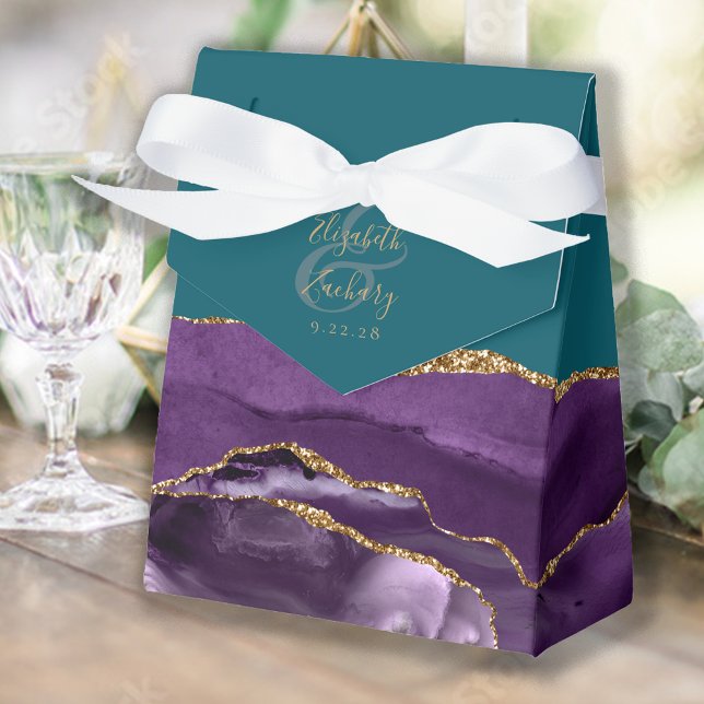 Modern Agate Geode Purple Gold Teal Favour Box (Creator Uploaded)