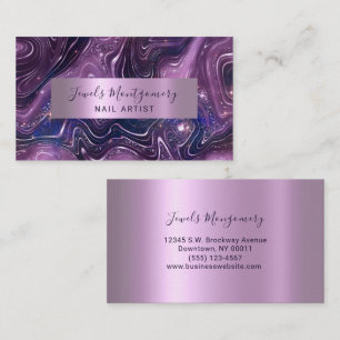 Modern Agate Glitter Lavendar Faux Foil Business Card