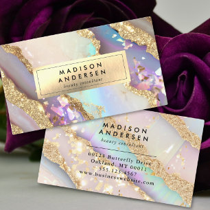 Modern Agate Gold Glitter Glam Business Card