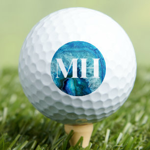 Modern Agate Golfer Initial Monogram Golf Balls