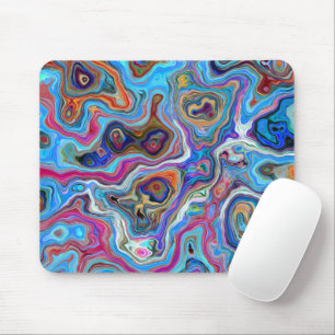 Modern agate marble Elegant blue pattern Trendy Mouse Pad