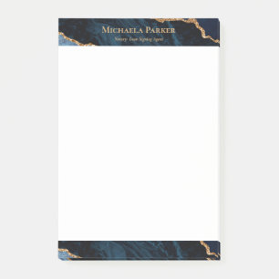 Modern Agate Navy Blue Gold Geode Business Post-it Notes