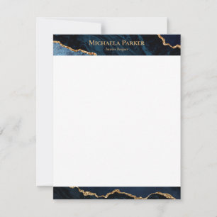 Modern Agate Navy Blue Gold Geode Card