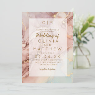 Modern Agate Neutral Wedding   Invitation