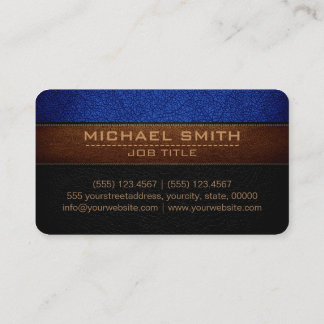 Modern Air Force Blue and Black Leather Look Business Card