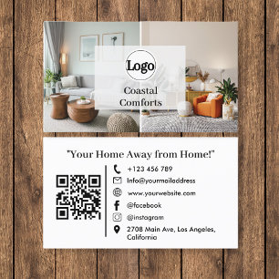 Modern Airbnb Vacation Rental QR Code Logo Business Card