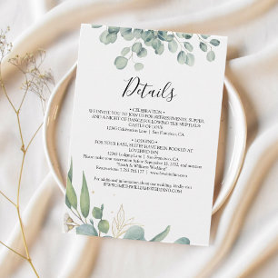 Modern airy greenery eucalyptus leaf wedding enclosure card