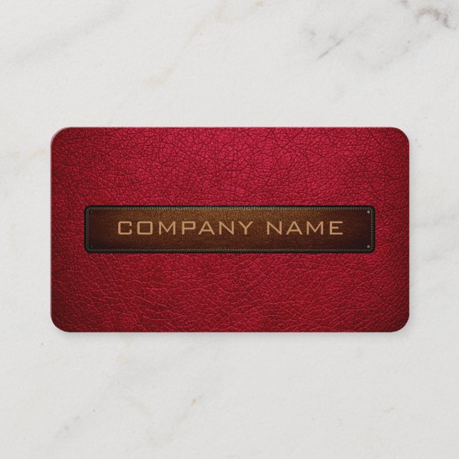 Modern Alabama Crimson and Black Leather Look Business Card (Front)