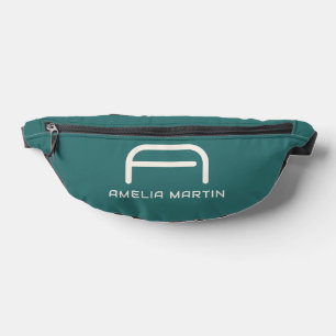 Modern Alexandrite Teal Geometric Monogram Bum Bags