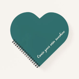 Modern Alexandrite Teal Geometric Monogram Heart Notebook
