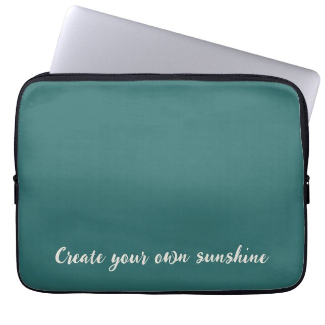 Modern Alexandrite Teal Geometric Monogram Laptop Sleeve (Front)