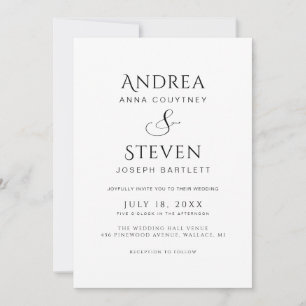 Modern All in One Black and White Wedding Invitation
