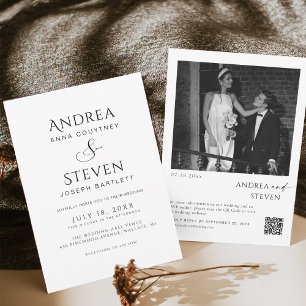 Modern All in One Black and White Wedding  Invitation