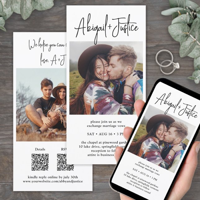 Modern All-In-One QR RSVP Photo Wedding Invitation (Creator Uploaded)