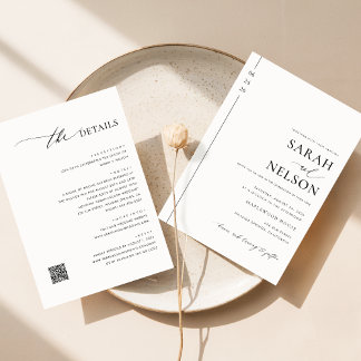 Modern All In One Wedding Invitation With QR Code