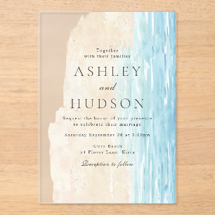 Modern All Seasons Beach Wedding Acrylic Invitations