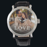 Modern ALL YOU NEED IS LOVE Wedding Photo Script Watch<br><div class="desc">Modern chic photo watch with hand lettered script and modern typography reading:' All you need is Love 'alongside your custom names and wedding date. Personalise with your favourite photo and information. Great gift for newlyweds,  an anniversary or Valentine's Day!</div>