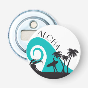 Modern Aloha Surf and Palm Trees Bottle Opener