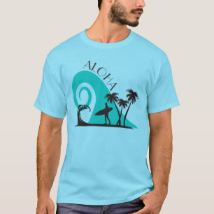 ,Modern Aloha Surf and Palm Trees T-Shirt