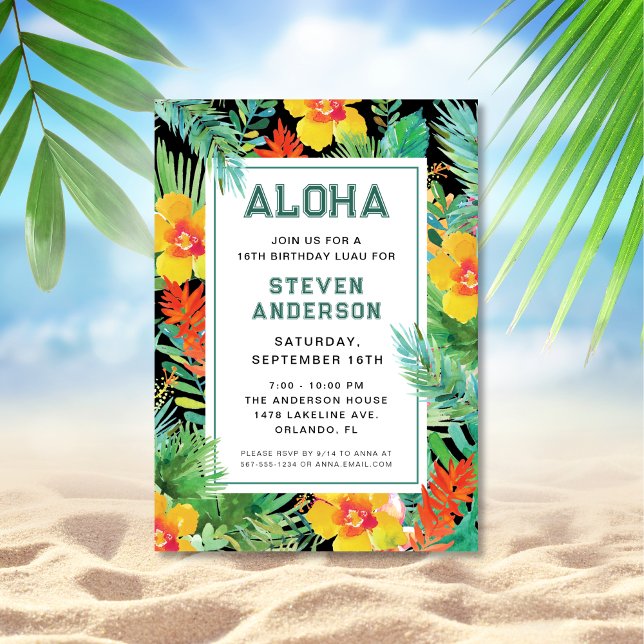 Modern Aloha Tropical Luau Birthday  Invitation (Creator Uploaded)