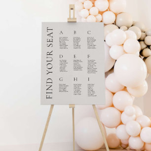 Modern Alphabetical Wedding Seating Chart in Taupe