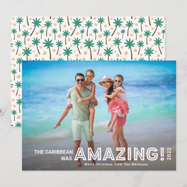 Modern Amazing Travel Tropical Photo Christmas Holiday Card (Front/Back)
