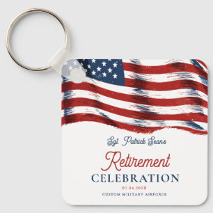  Modern American Flag 4th of July Army Retirement  Key Ring