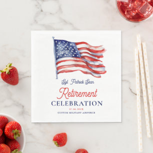  Modern American Flag 4th of July Army Retirement  Napkin