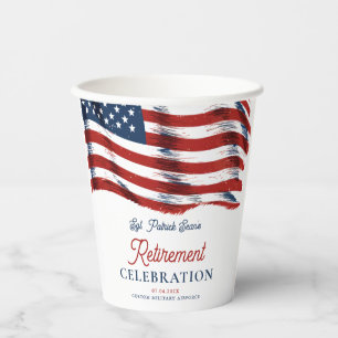 Modern American Flag 4th of July Army Retirement Paper Cups