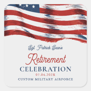  Modern American Flag 4th of July Army Retirement  Square Sticker