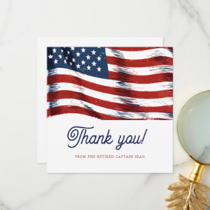 Modern American Flag 4th of July Army Retirement  Thank You Card