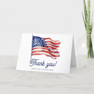  Modern American Flag 4th of July Army Retirement  Thank You Card