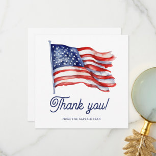 Modern American Flag 4th of July Army Retirement  Thank You Card