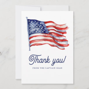  Modern American Flag 4th of July Army Retirement  Thank You Card