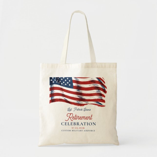  Modern American Flag 4th of July Army Retirement  Tote Bag (Front)