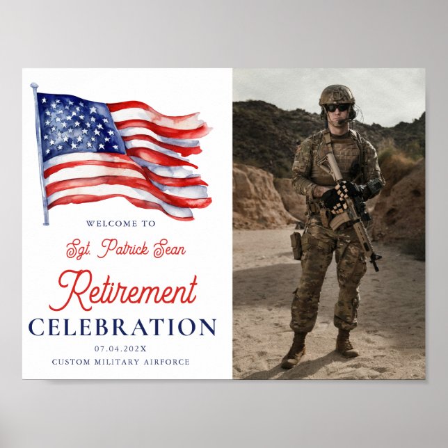  Modern American Flag Army Retirement Welcome Sign (Front)