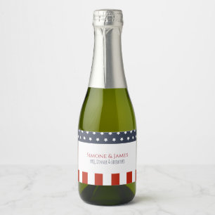 Modern American Flag July 4th Party Decor Sparkling Wine Label